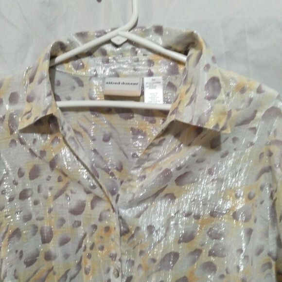 Alfred Dunner Gauze Cotton Metallic Bottondown Shirt Blouse Top 16 W. 3/4 Sleeve - Picture 6 of 10